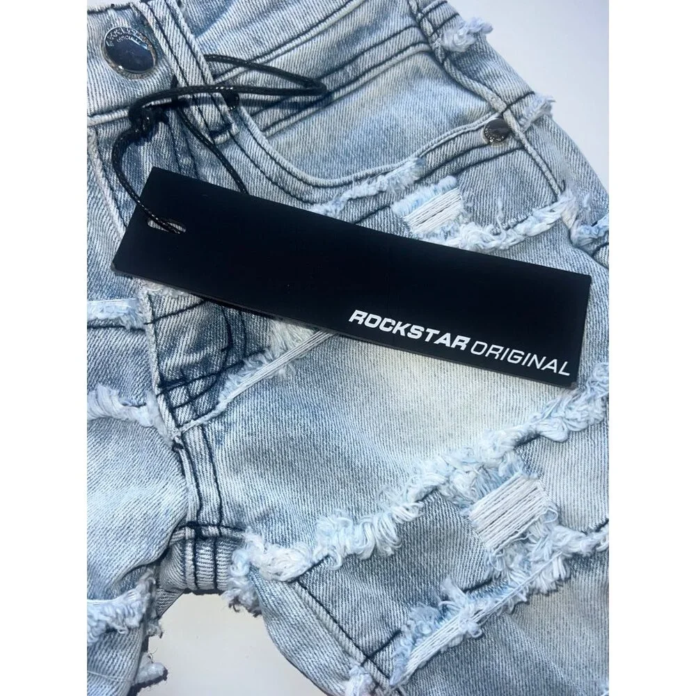 Boys Rockstar Original 2T Blue Sten Stacked Flare Jeans Distressed Denim